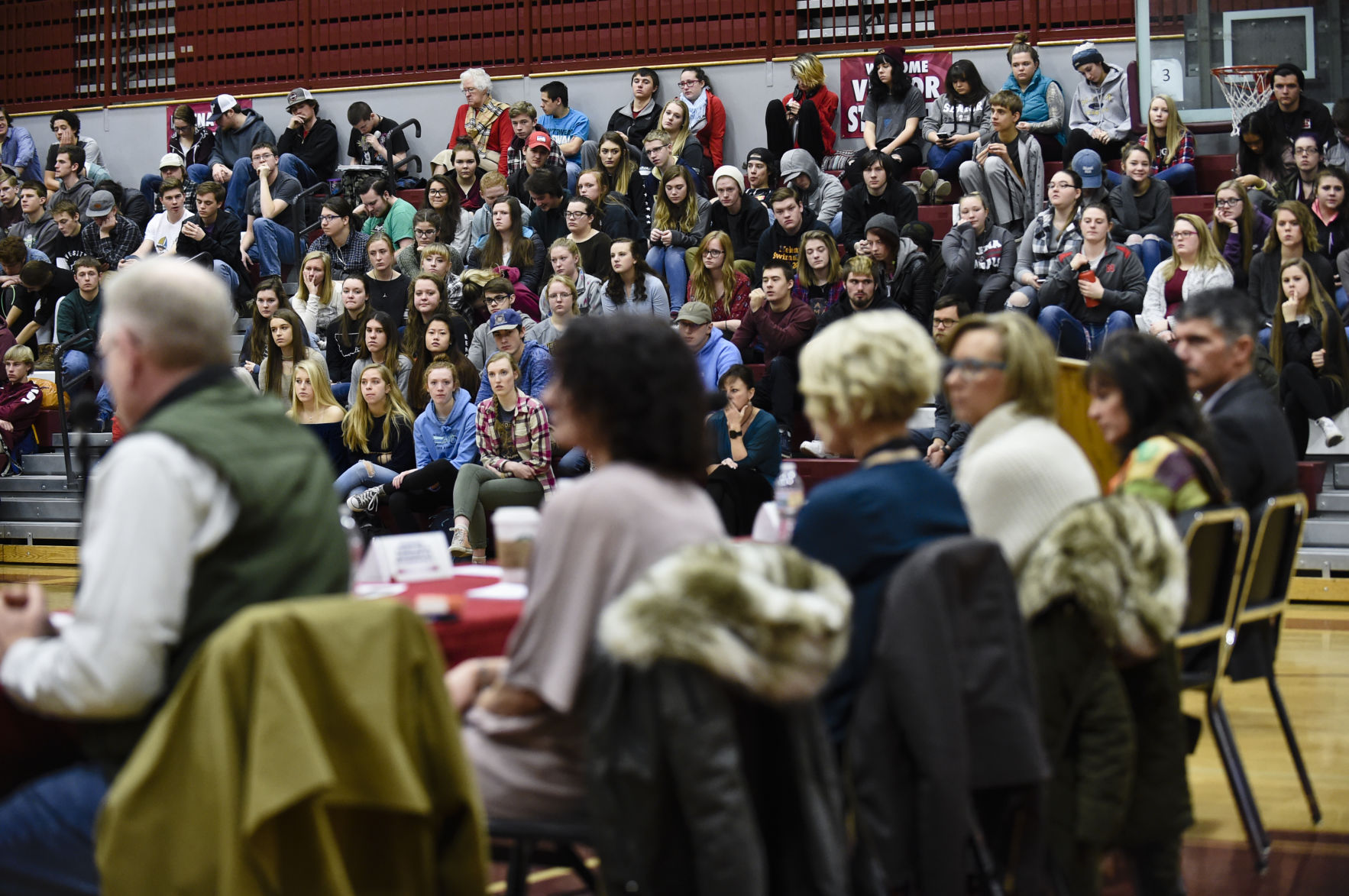 Students listen to the panel discussion Wednesday.